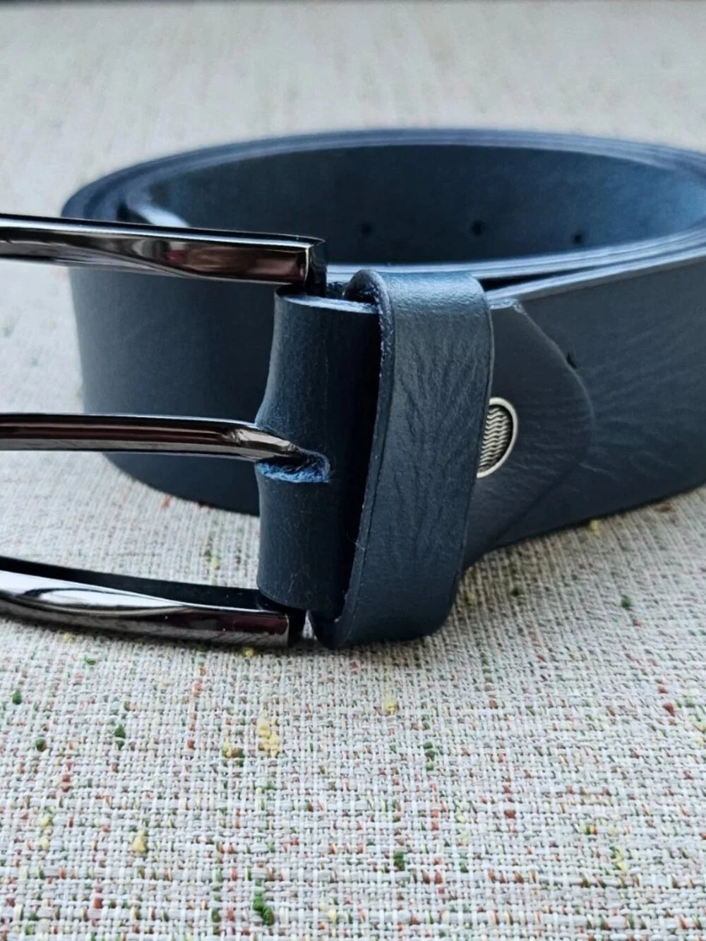 Blue Belt Genuine Leather Waistband Unisex Belt Pin Buckle Handmade Size 36 New